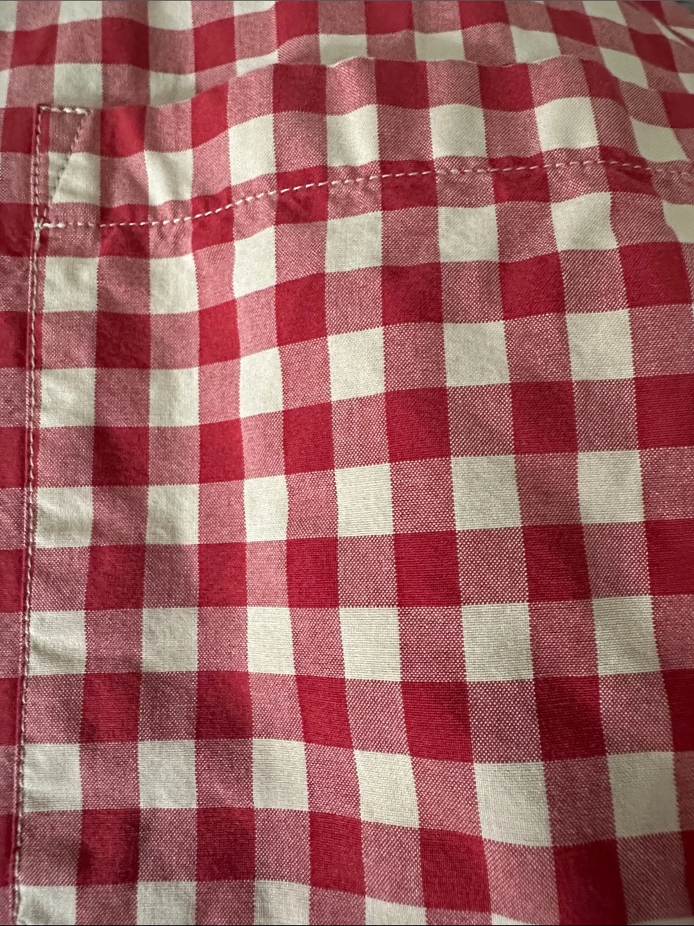 J. Crew Red and White Check Gingham Button-Down Shirt
